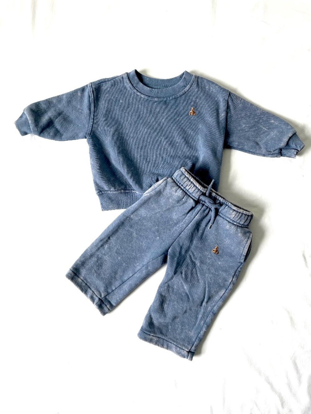 2-Pc Sz6-12M Boys Gap Blue VintageSoft Washed Sweatsuit Jogger EXC